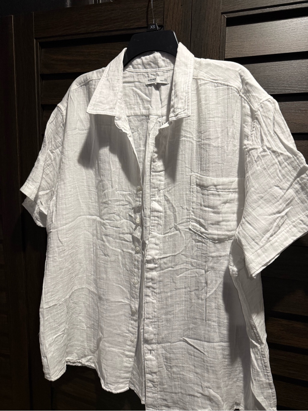 Classic White Short-Sleeve Button-Up Linen Shirt - Men